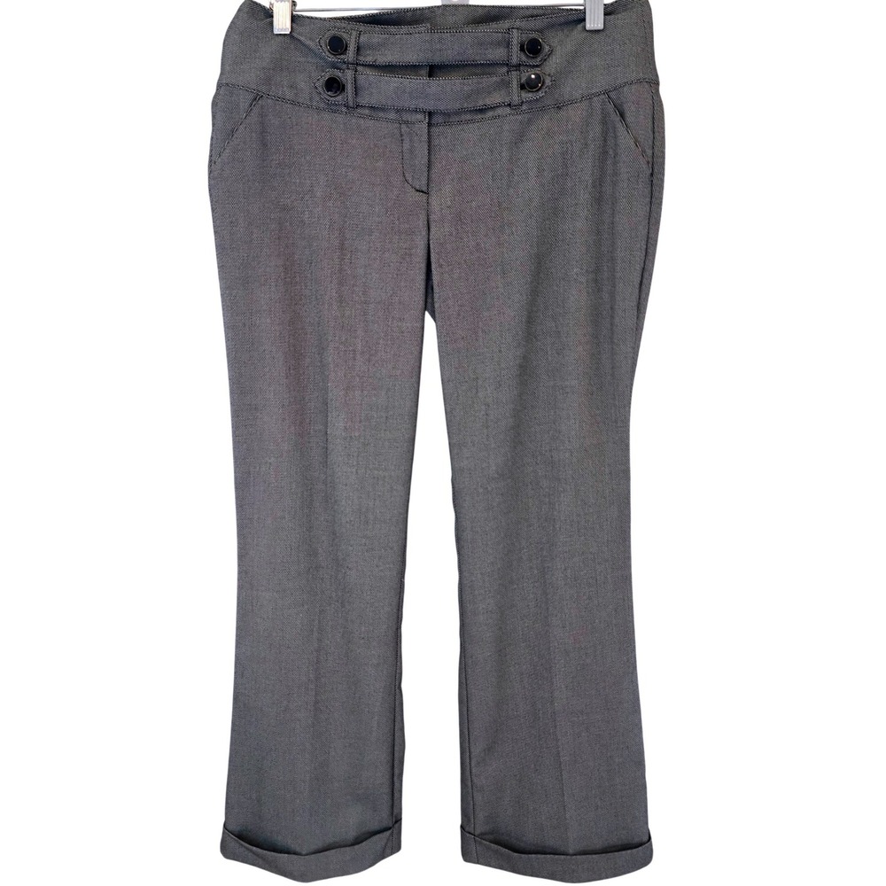 Essential By ABS Womens Size 6 Black White Wide Leg Career Trouser Pants Stretch